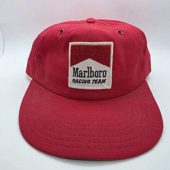 Vintage Marlboro Racing Team Hat Cap Snapback Red Made in USA